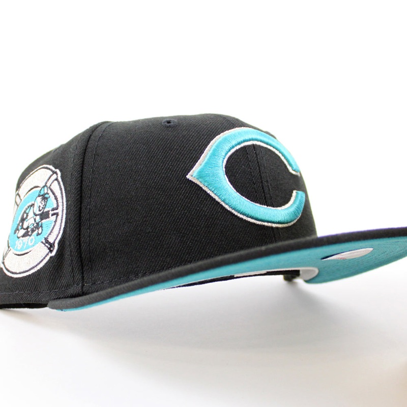 Cincinnati Reds 1970 All-Star Game New Era 59Fifty Fitted Hat (Black Aqua Under Brim) 7