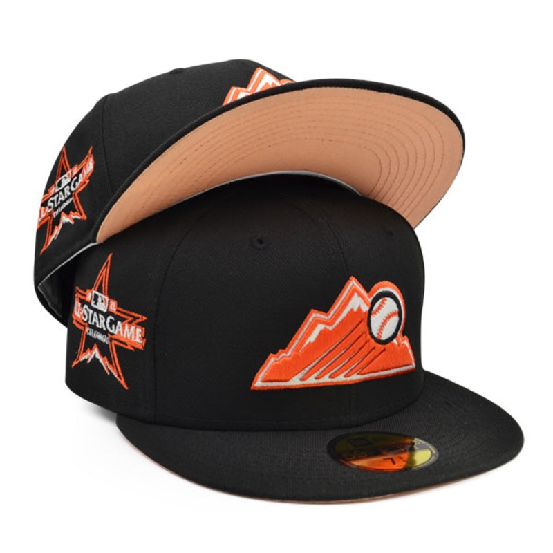 Colorado Rockies 2021 ALL-STAR GAME Exclusive New Era 59Fifty Fitted Hat  Black/Orange/Peach Bottom 7