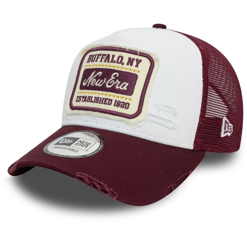 New Era 9FORTY Patch Distressed Dark A-Frame Red Trucker Cap One Size