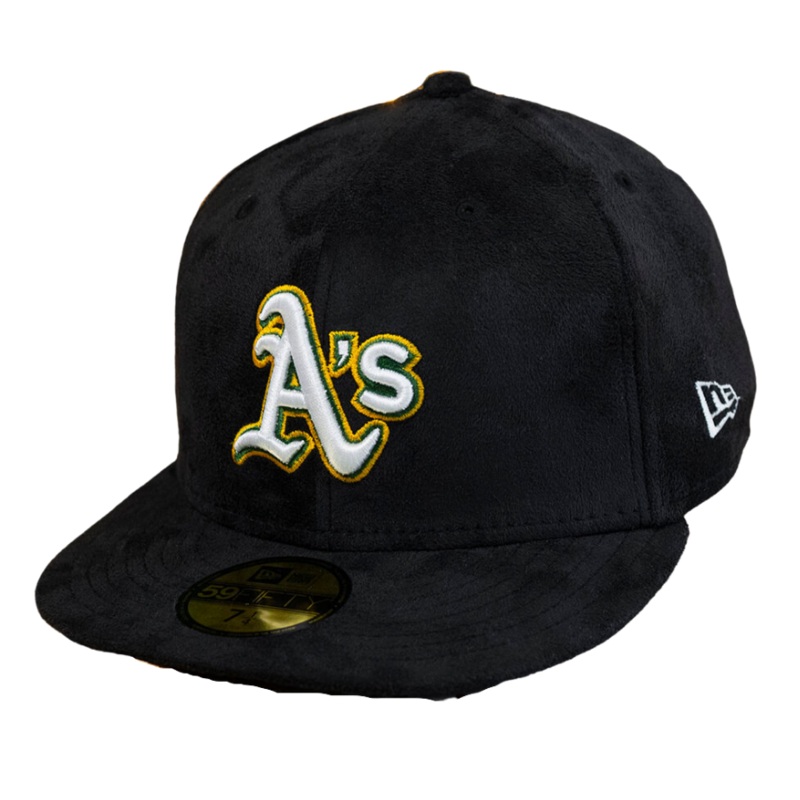 New Era Oakland Athletics Black Faux Suede Grey Undervisor 59FIFTY Fitted Hat