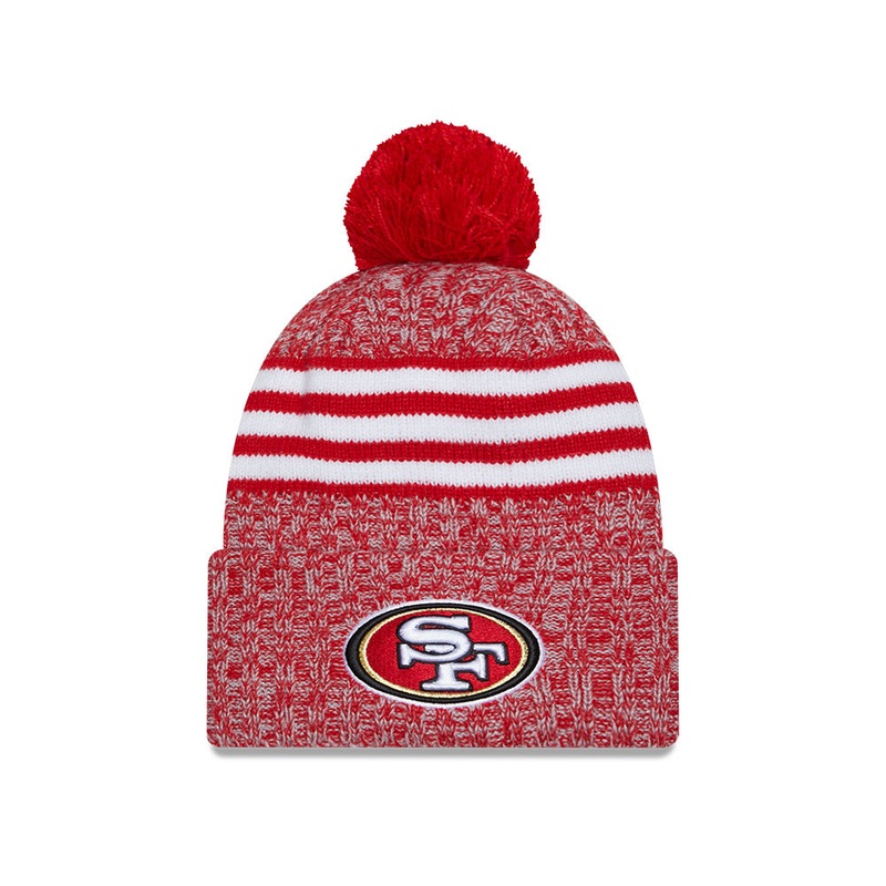 San Francisco 49ers New Era 2023 NFL Sideline Sport Cuffed Pom Knit Hat – Red/White