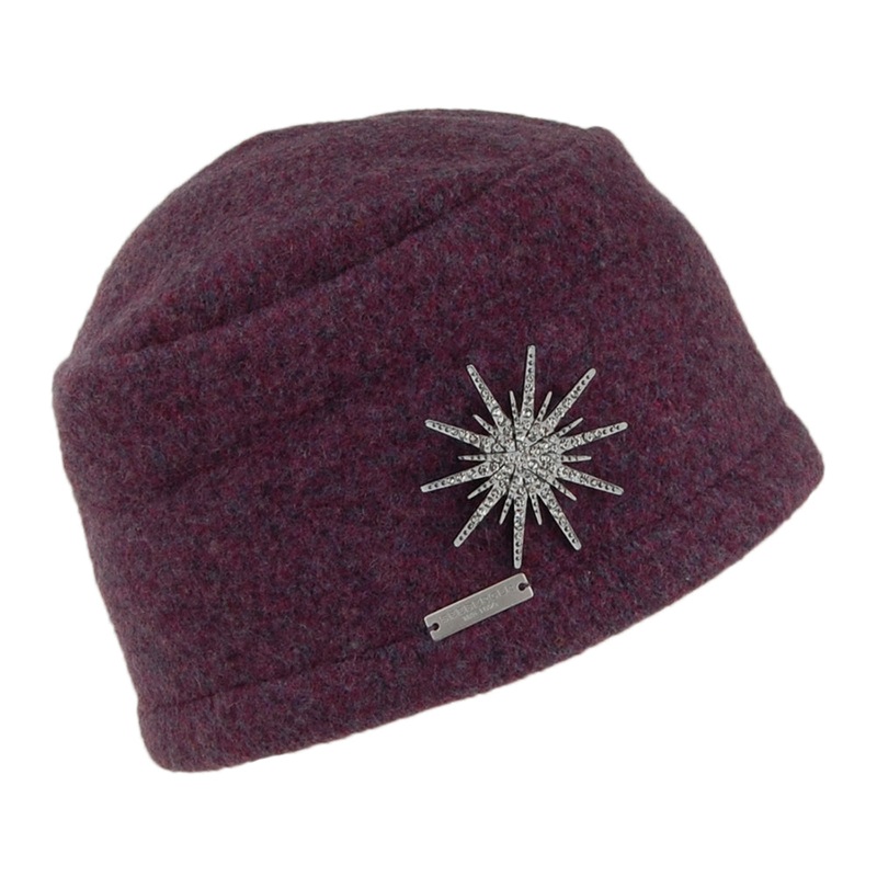 Seeberger Hats Winter Pull On Beanie Hat With Brooch – Mauve 1-Size