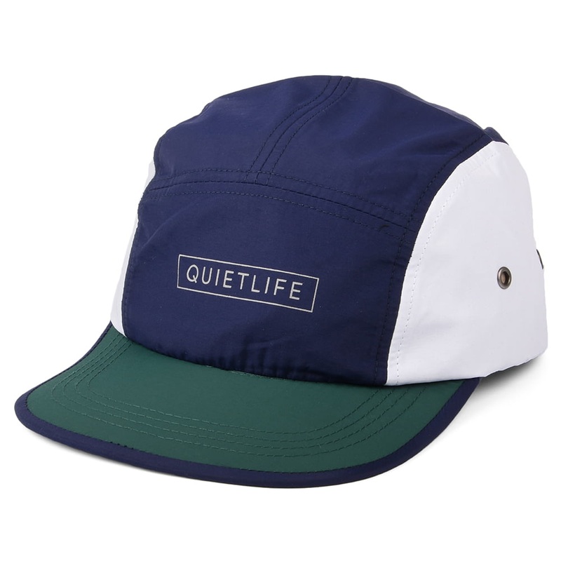 The Quiet Life Hats Colorblock 5 Panel Cap – Navy-Green Adjustable
