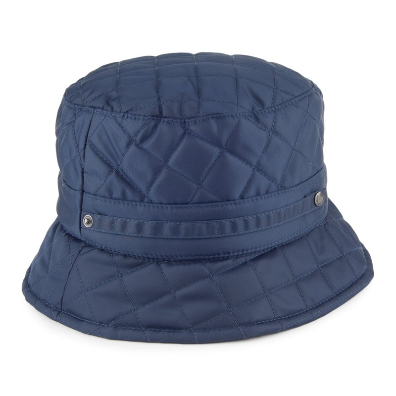 Betmar Hats Quilted Rain Bucket Hat – Navy Blue 1-Size