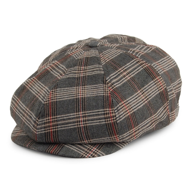 Brixton Hats Brood Plaid Newsboy Cap – Grey-Tan Small-56cm