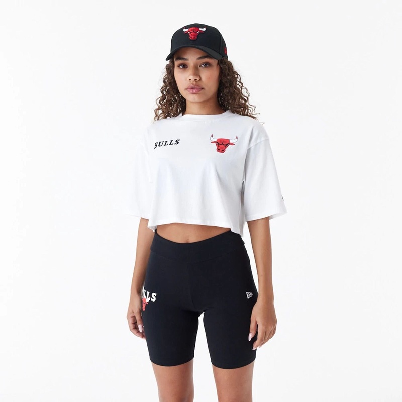 Chicago Bulls Womens NBA Team Logo White Crop T-Shirt XS