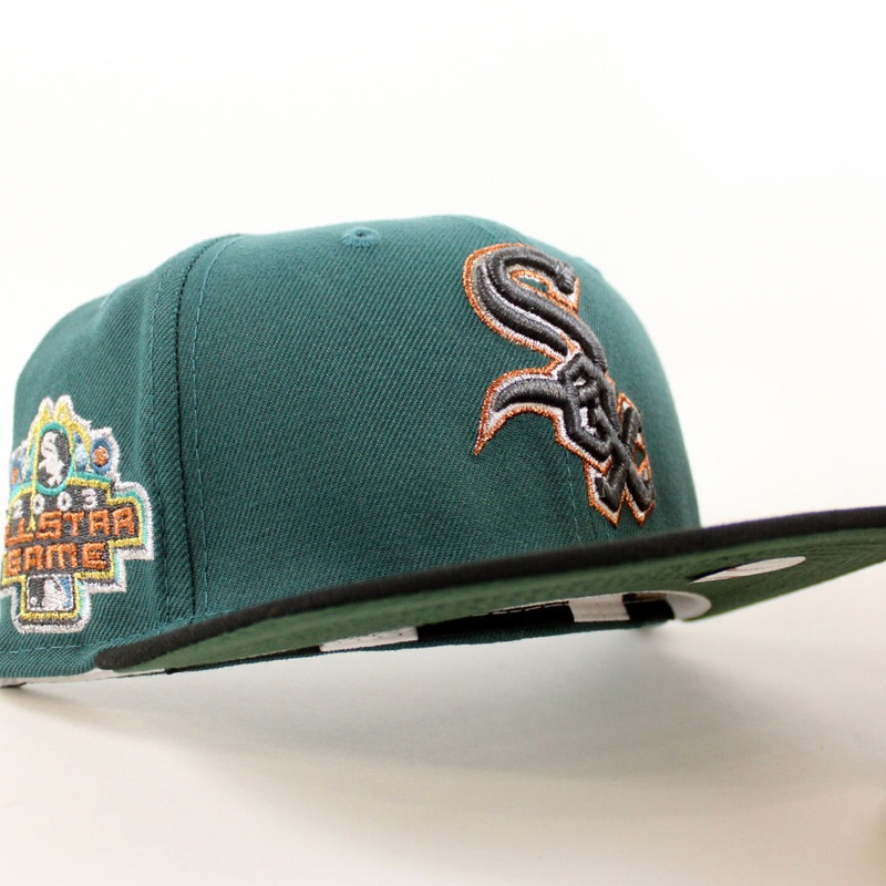 Chicago White Sox 2003 All Star Game New Era Fitted 59Fifty Hat (Pine Green Black Mountain Green Under Brim) 7