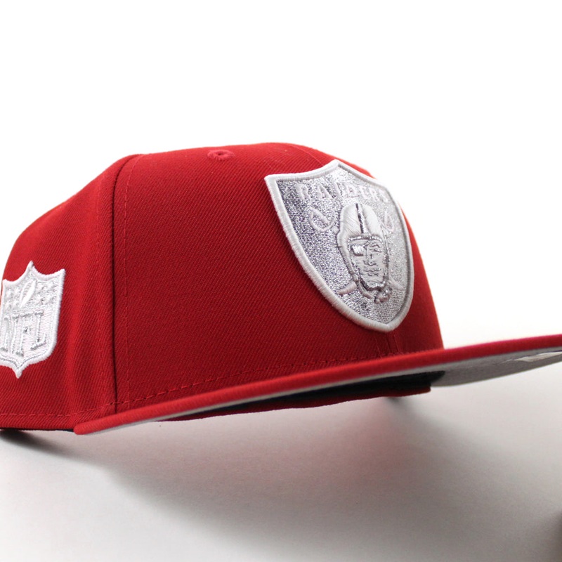 Las Vegas Raiders 60th anniversary New Era 59Fifty Fitted Hat (Scarlet Red Gray Under Brim) 7