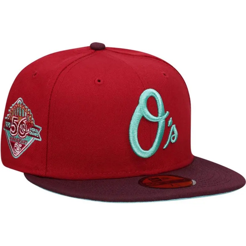 New Era Baltimore Orioles 50th Anniversary Mint Merlot 59FIFTY Fitted Hat