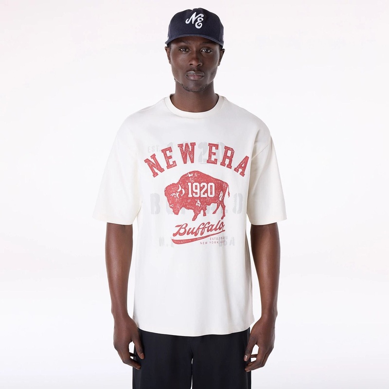 New Era Graphic Open White Oversized T-Shirt XS