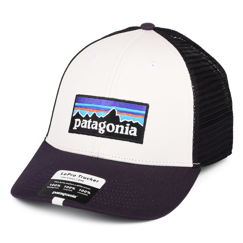 Patagonia Hats P-6 Logo Organic Cotton LoPro Trucker Cap – White-Purple Adjustable