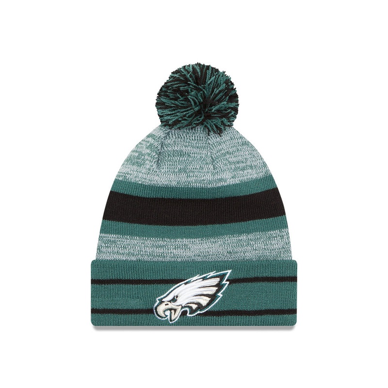 Philadelphia Eagles New Era Pom Cuffed Knit Hat – Gray/Black/Green