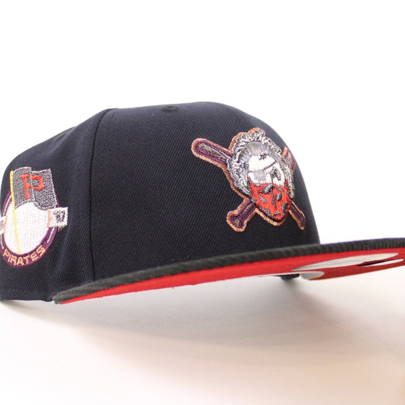 Pittsburgh Pirates EST 1887 59Fifty New Era Fitted Hat (Navy Corduroy Scarlet Red Under Brim) 7