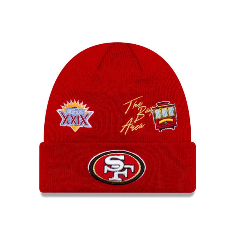 San Francisco 49ers New Era SUPER BOWL CITY TRANSIT Cuffed Knit NFL Hat – Red