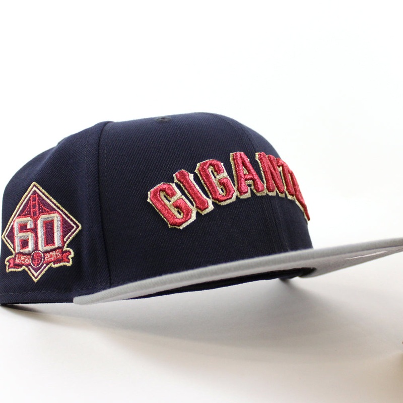 San Francisco Giants (Gigantes) 60th Anniversary New Era 59Fifty Fitted Hat (Night Shift Navy, Misty Morning Gray Gray Under Brim) 7