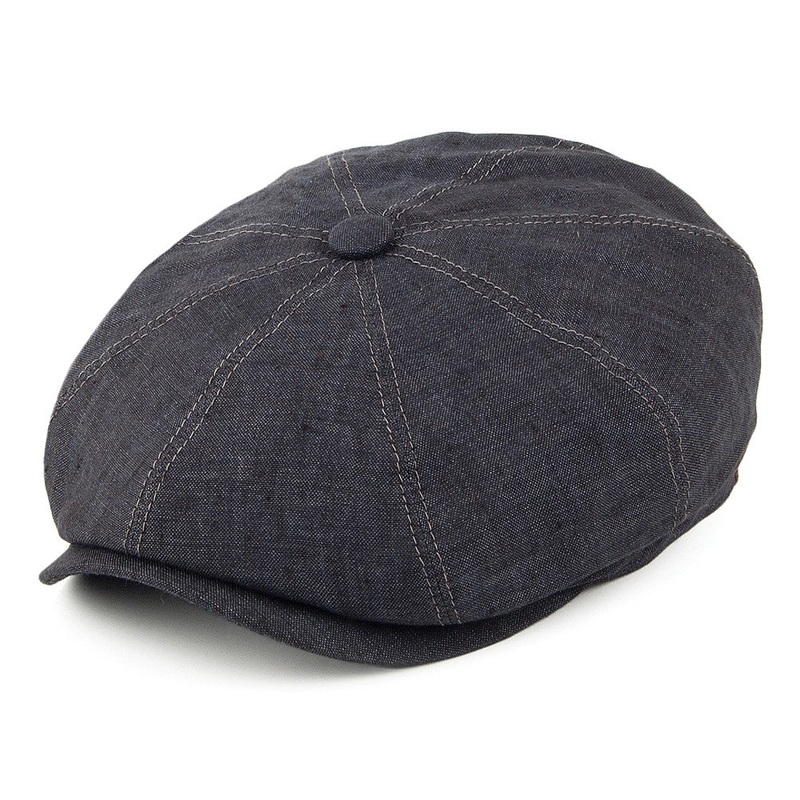 Stetson Hats Hatteras Linen Newsboy Cap – Navy Blue S