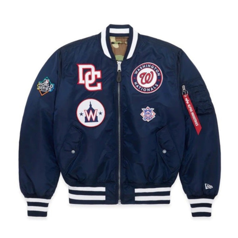 Washington Nationals Alpha Industries X New Era MA-1 Bomber Reversible Jacket – Navy 3X