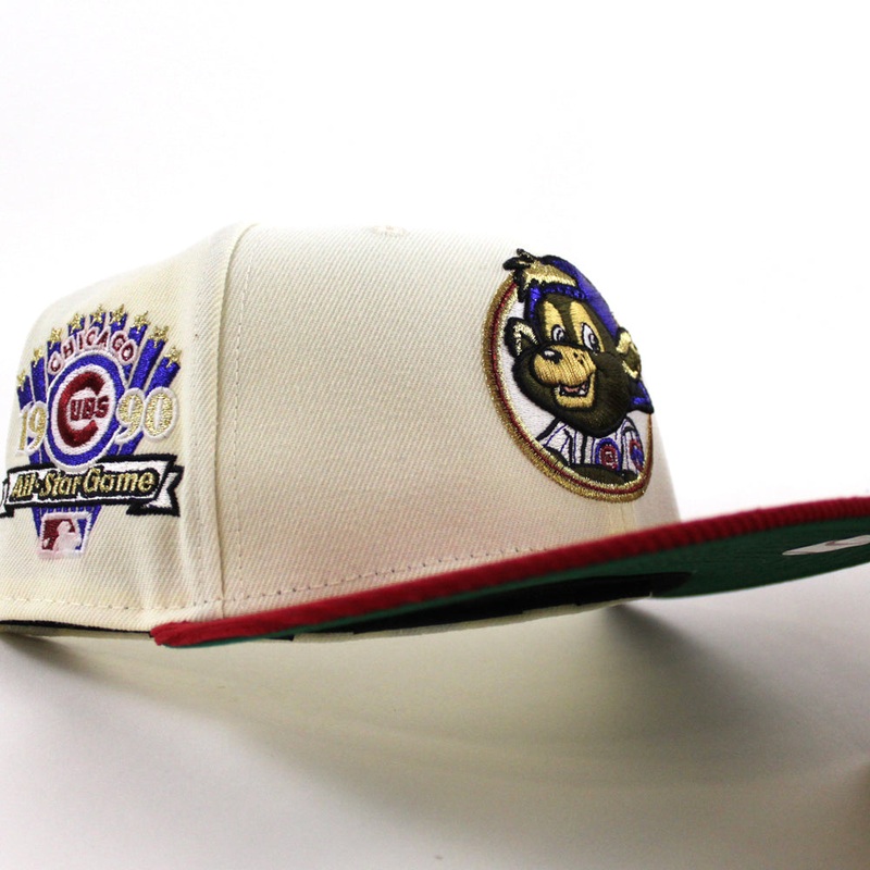 Chicago Cubs 1990 All Star Game New Era 59Fifty Fitted Hat (Chrome White Red Green Under Brim) 7