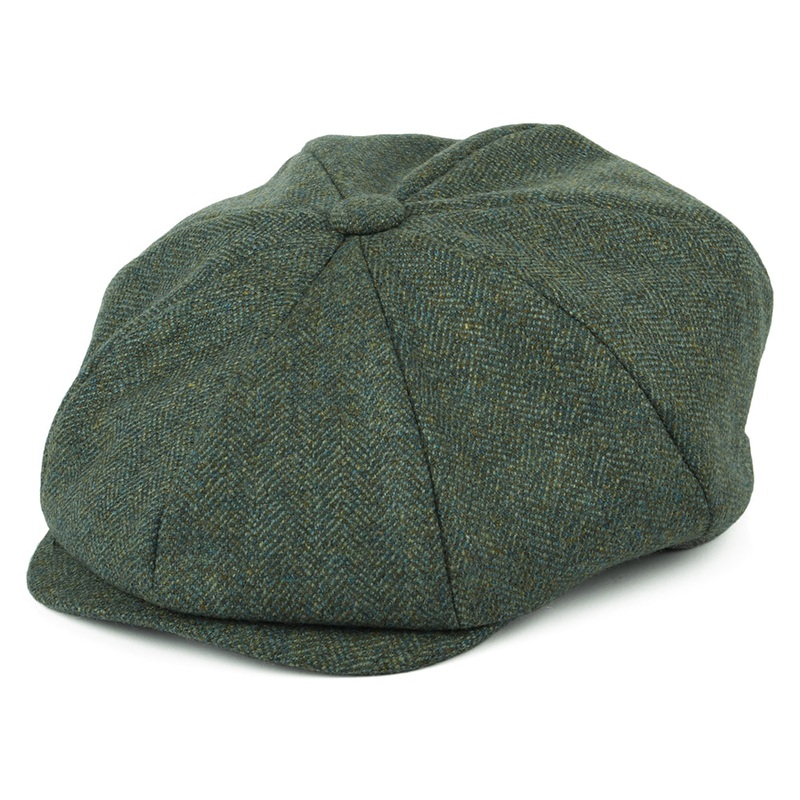 Christys Hats Lovat Teviot Tweed 8 Piece Newsboy Cap – Forest 55