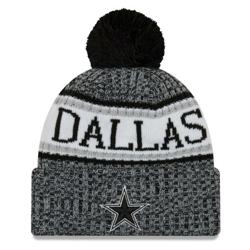 Dallas Cowboys New Era 2018 NFL Fashion SPORT KNIT Cuffed Pom Hat – Black