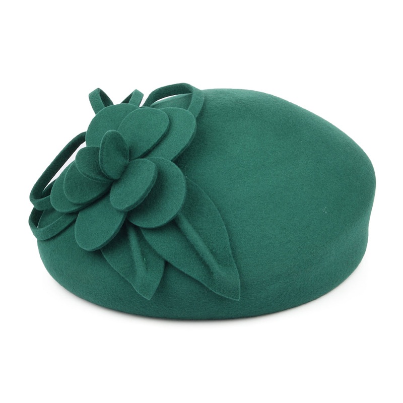 Failsworth Hats Marina Wool Felt Blocked Beret – Emerald 1-Size