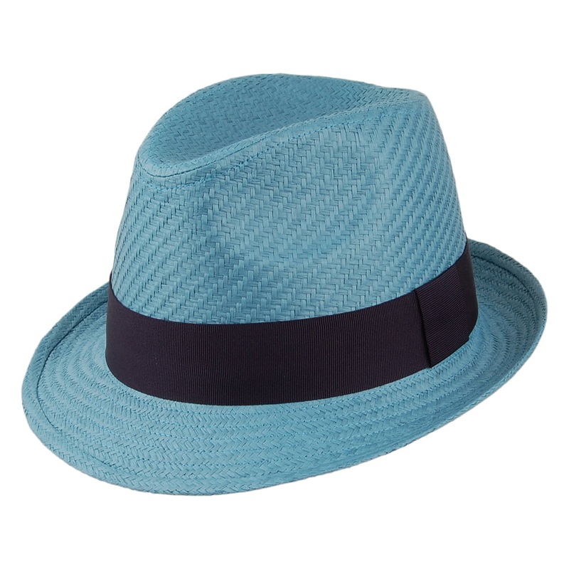 Failsworth Hats Straw Trilby Hat – Blue S