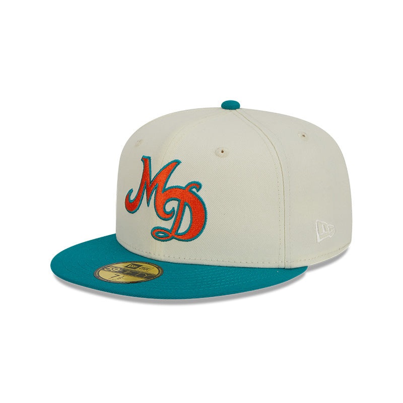 Miami Dolphins New Era CITY ORIGINALS 59Fifty Fitted Hat – Chrome/Aqua 6 7/8