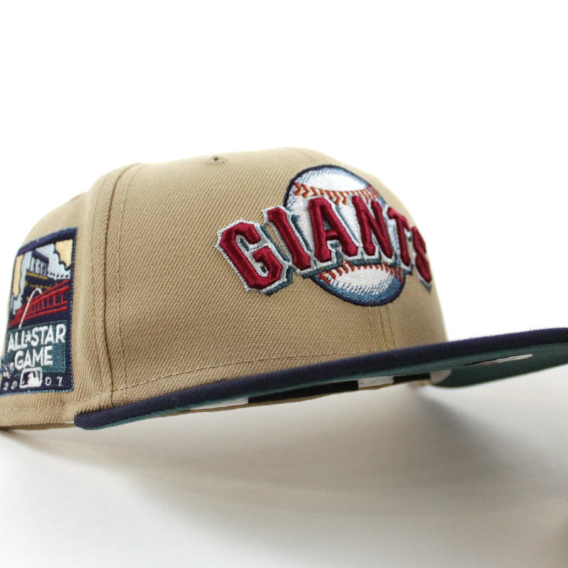 San Francisco Giants 2007 ALL STAR GAME New Era 59Fifty Fitted Hat (Glow in the Dark CAMEL NIGHT SHIFT NAVY PINE NEEDLE GREEN Under Brim) 7