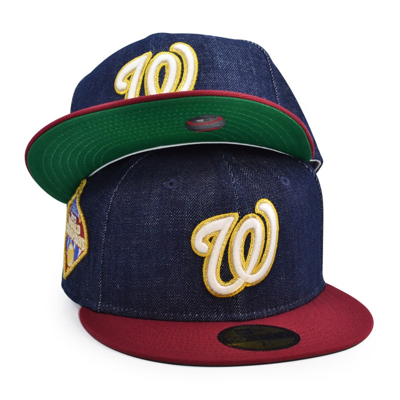 Washington Nationals 2019 World Champions Exclusive New Era 59Fifty Fitted Hat – Denim/Burgundy 6 7/8
