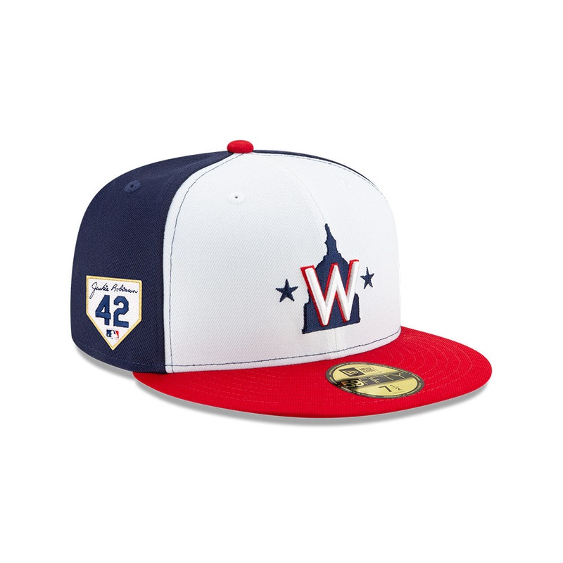 Washington Nationals Alternate 2 New Era 2024 Jackie Robinson Day 59FIFTY Fitted Hat – White/Red/Navy 6 7/8