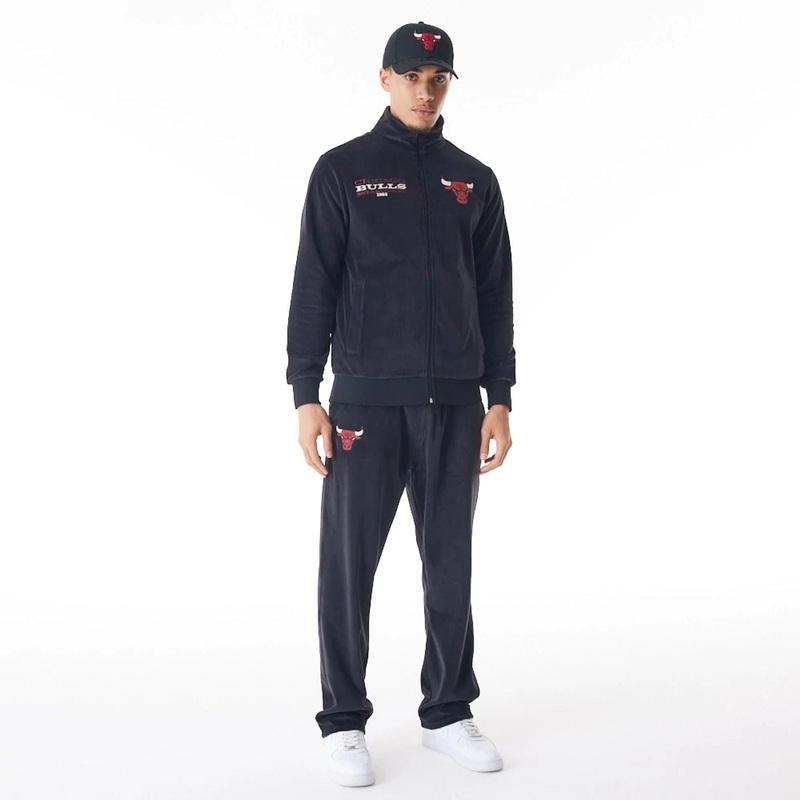Chicago Bulls NBA Lifestyle Velour Black Track Joggers XS