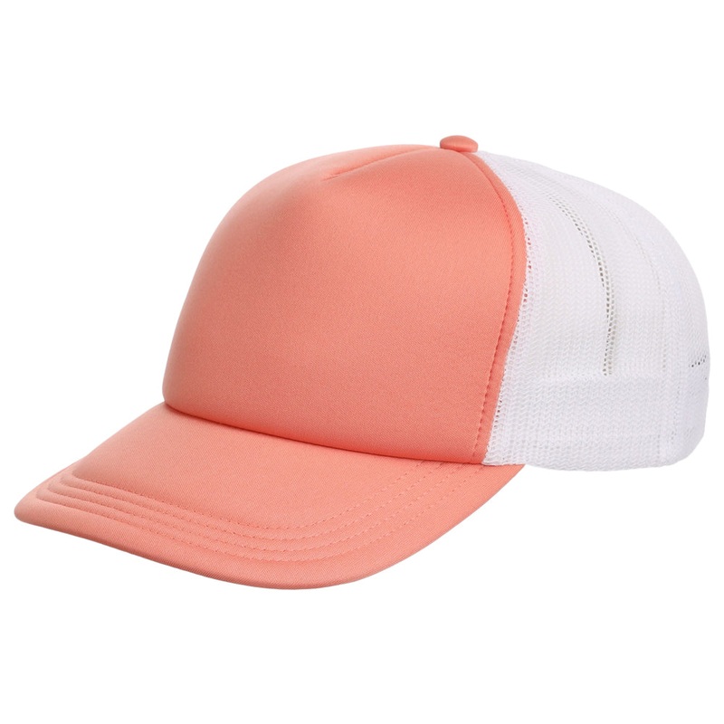 Crowns By Lids Screen Foam Trucker Cap – White/Peach Puff Adjustable