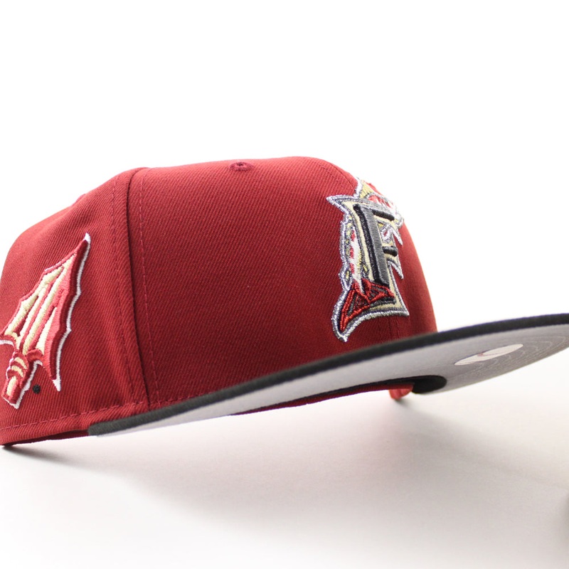 Florida Marlins x Florida State University Seminoles New Era 59Fifty Fitted Hat (Red Black Gray Under brim) 7