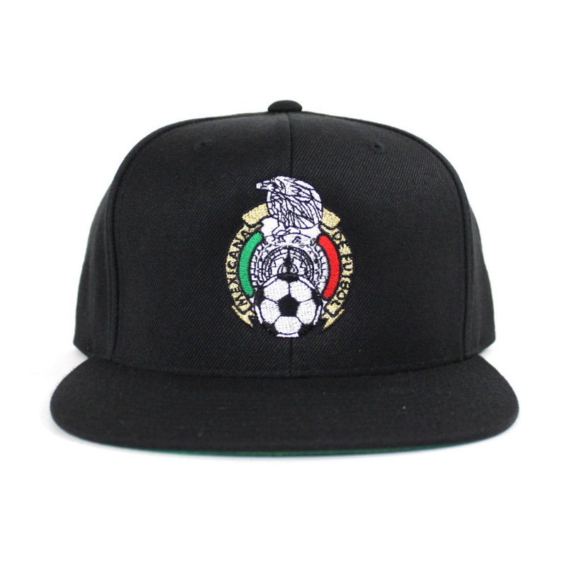 Mexico Crest Snapback Hat (Black Green Under Brim) One Size
