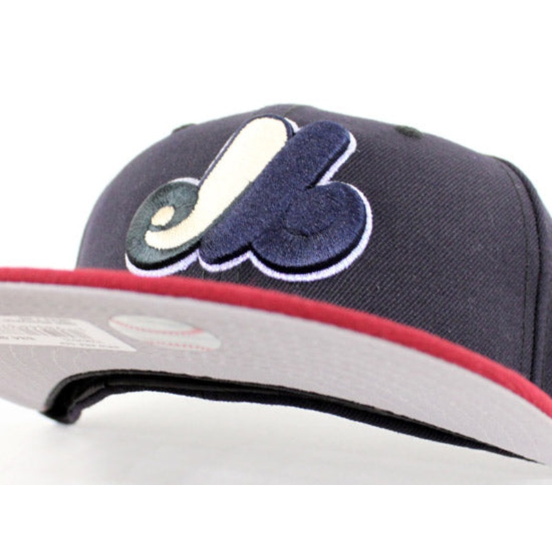 Montreal Expos New Era 59Fifty Fitted Hat (Navy Maroon Gray Under Brim) 7 5/8