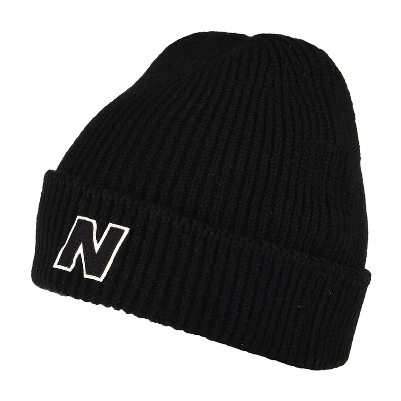 New Balance Hats Watchman Block N Fisherman Beanie Hat – Black 1-Size