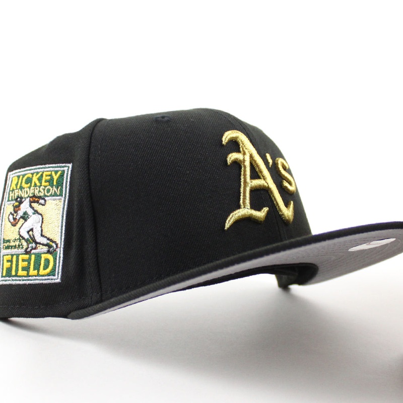 Oakland Athletics Ricky Henderson Oakland Patch New Era 59Fifty Fitted Hat (Black Gray Under Brim) 7