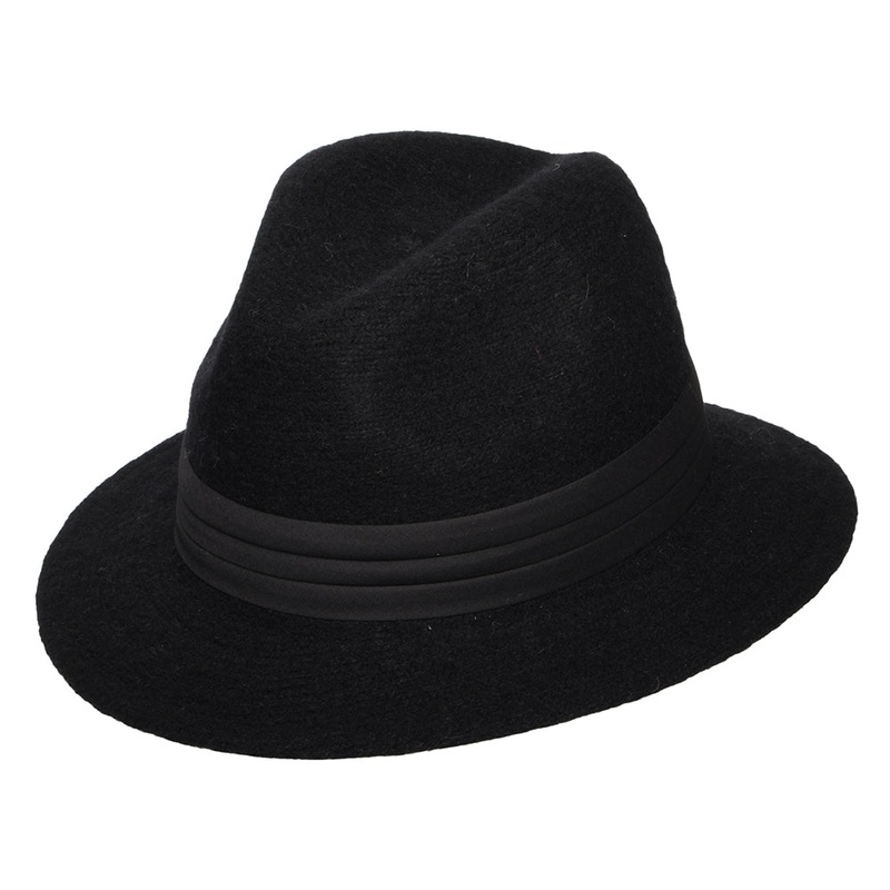 Scala Hats India Angora Blend Packable Fedora Hat – Black 1-Size