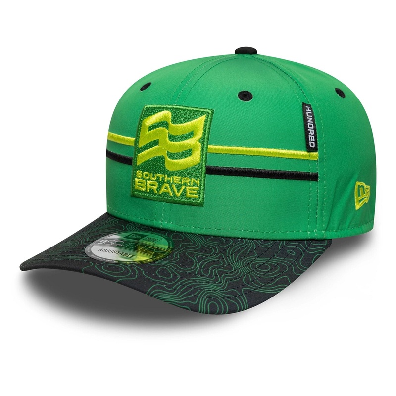 Southern Brave The Hundred 2025 All Over Print Bright Green 9SEVENTY Stretch Snap Adjustable Cap OSFM