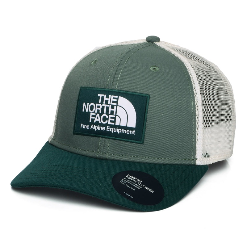 The North Face Hats Mudder Deep Fit Recycled Trucker Cap – Sage-Forest-White Adjustable