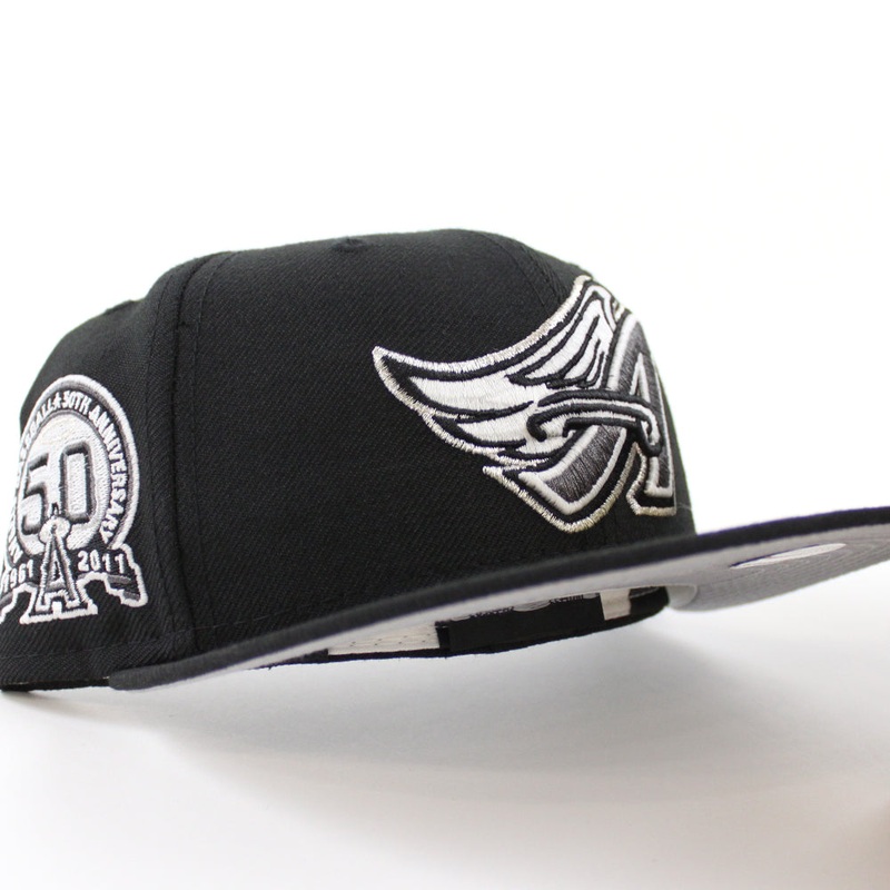 Anaheim Angels 50th Anniversary New Era 59Fifty Fitted Hat (GITD Black Grey Under Brim) 7