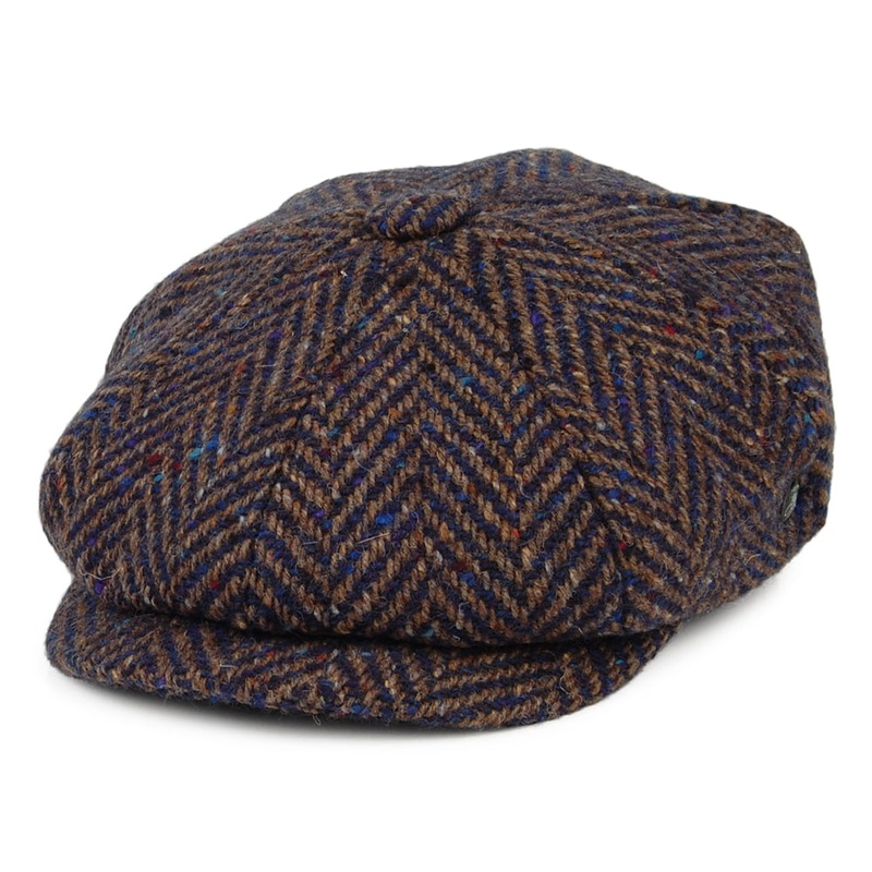 City Sport Donegal Tweed Herringbone Deep Fit Newsboy Cap – Blue-Grey 55