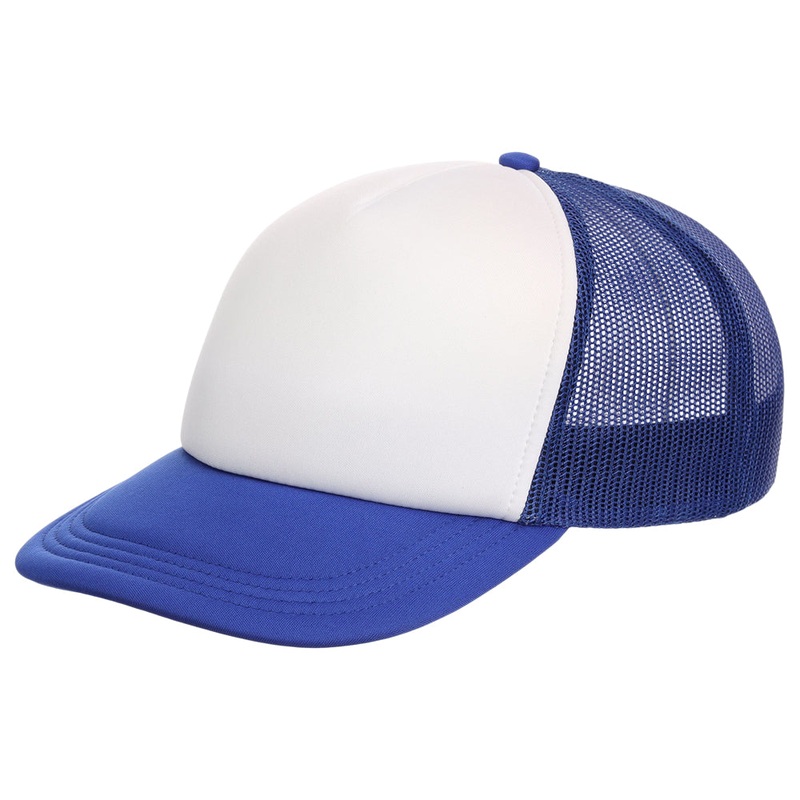 Crowns By Lids Screen Foam Trucker Cap – White/Royal Blue Adjustable