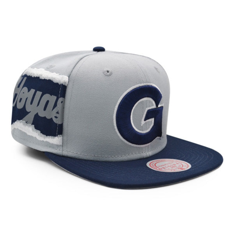 Georgetown Hoyas NCAA Mitchell & Ness JUMBOTRON Snapback Hat – Gray/Navy