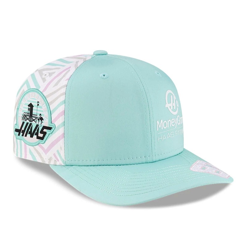 MoneyGram Haas F1 Oliver Bearman Miami Race Special Turquoise 9SEVENTY Stretch Snap Adjustable Cap OSFM