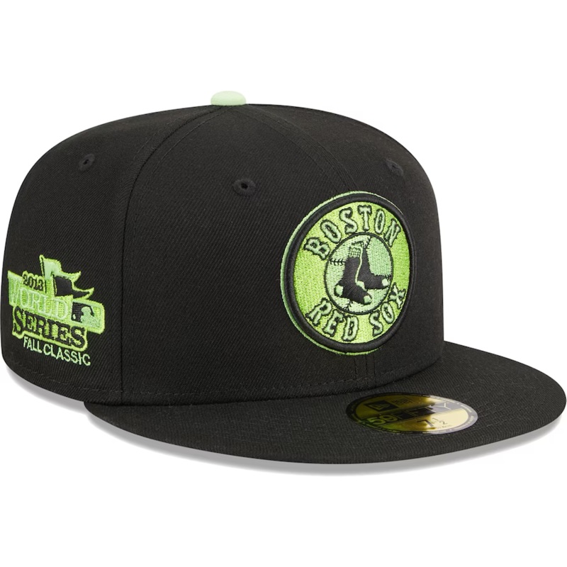 New Era Boston Red Sox Black/Lime Pastel Undervisor 2023 59FIFTY Fitted Hat