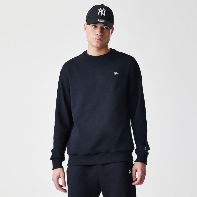 New Era Premium Essential Black Oversized Crew Neck Sweater XS