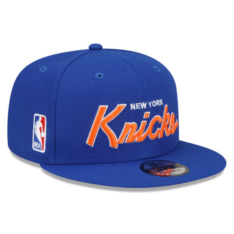 New York Knicks New Era NBA CLASSIC SCRIPT Snapback Hat  Royal/Orange