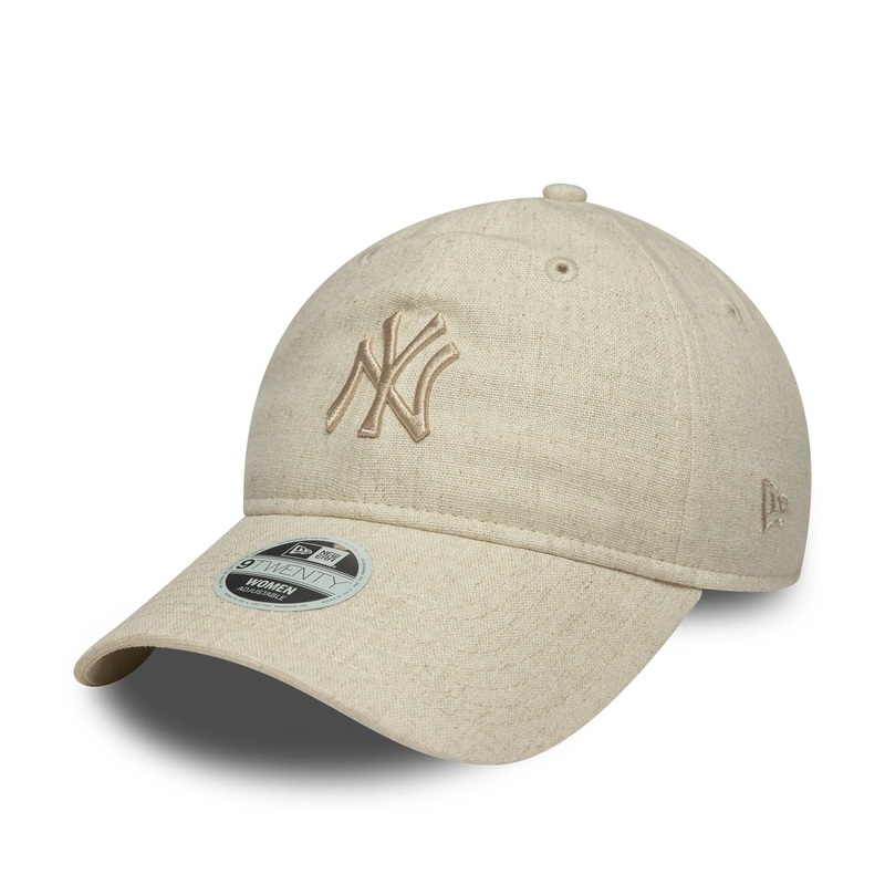 New York Yankees Womens MLB Linen Cream 9TWENTY Adjustable Cap OSFM