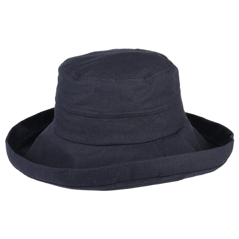 sur la tte Lily Linen-Cotton Packable Sun Hat – Navy Blue M